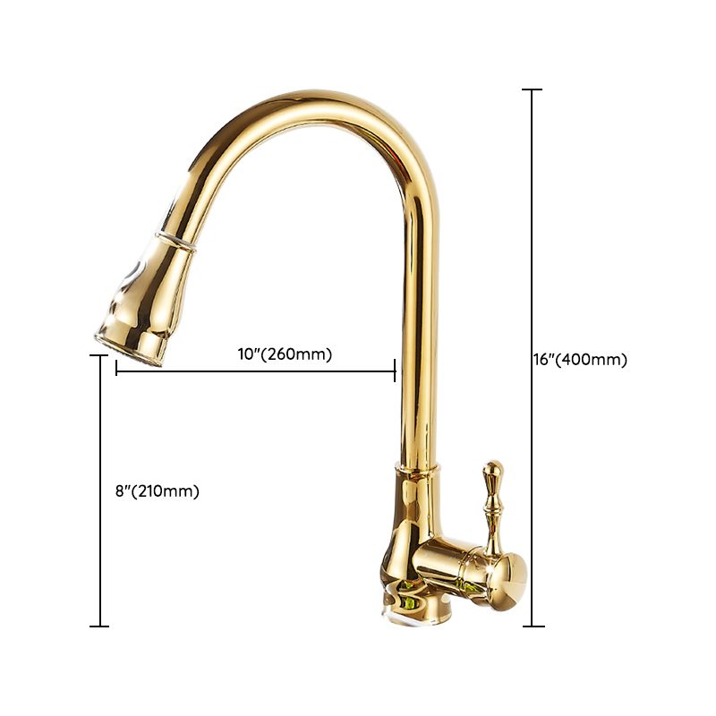 Brushed Gold Kitchen Faucet Pull Out Sprayer Swivel Spout NALANI