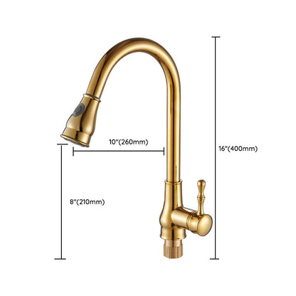 Brushed Gold Kitchen Faucet Pull Out Sprayer Swivel Spout NALANI