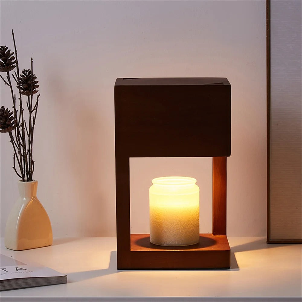 Candle Warmer Lamp with Elegant Design and Ambient Light Dark Brown Timer switch NaLani