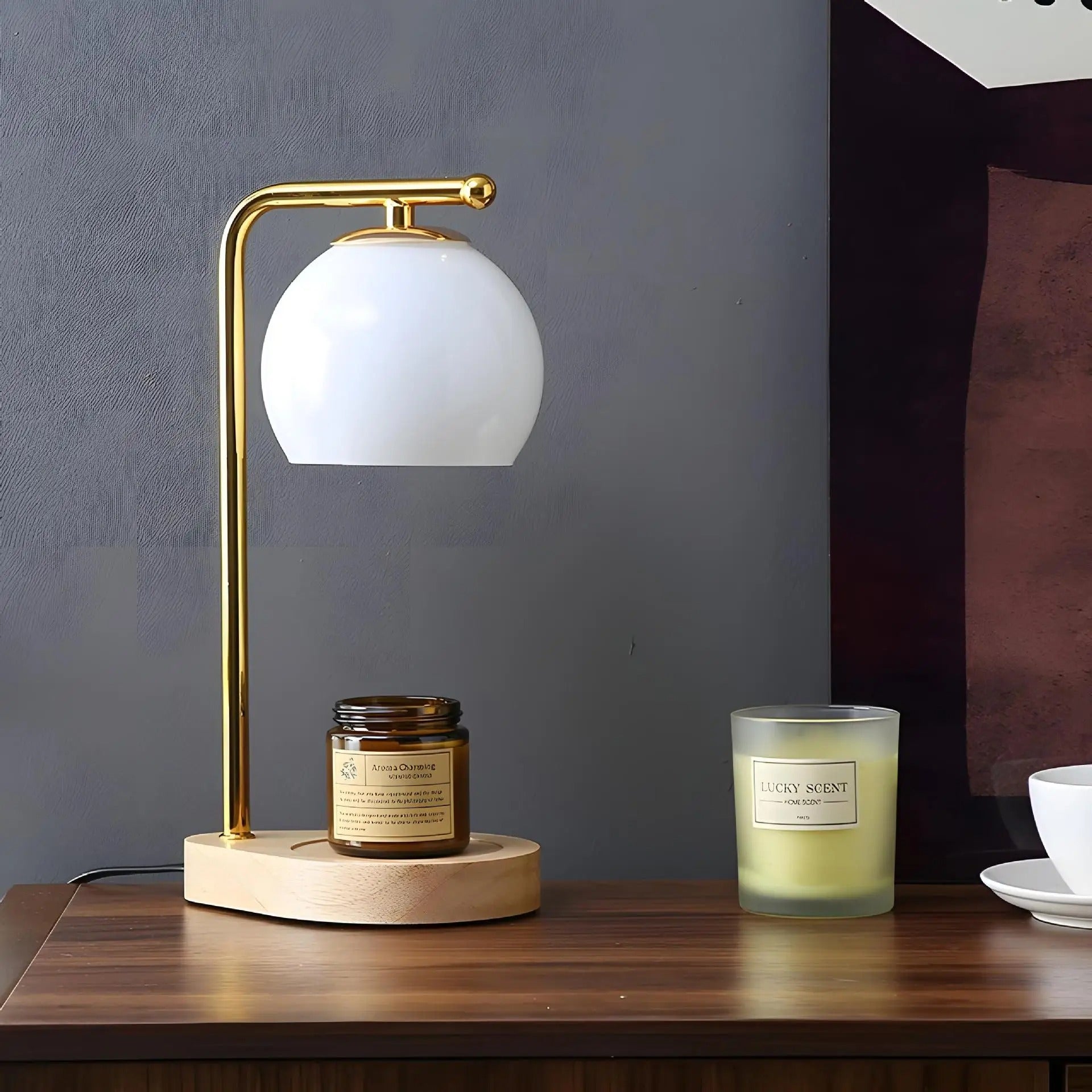 Candle Warmer Lamp with Elegant Design for Cozy Ambiance White NaLani