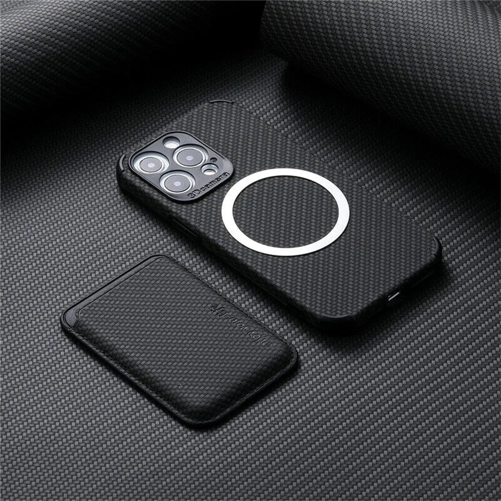 Carbon Fiber Wallet Case For Smartphone Magnetic Slim NALANI