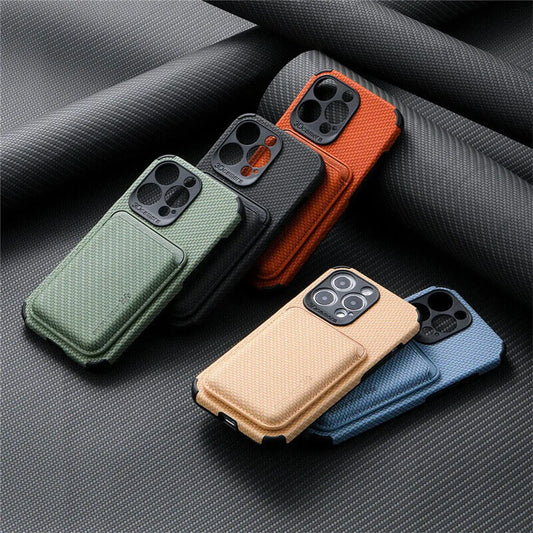 Carbon Fiber Wallet Case For Smartphone Magnetic Slim NALANI