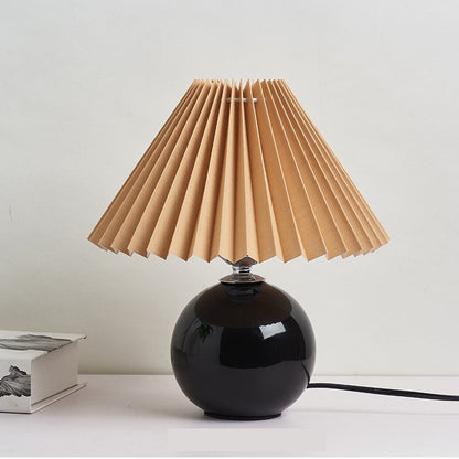 Ceramic Night Lamp with Textile Shade and Modern Design 24 x 27 x 12 cm Black Brown NALANI