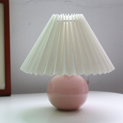 Ceramic Night Lamp with Textile Shade and Modern Design 24 x 27 x 12 cm Pink White NALANI