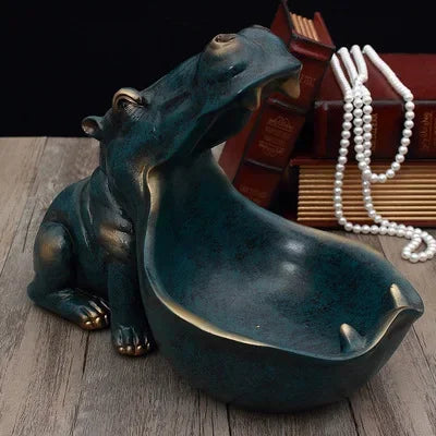 Charming Hippo Figurine Decorative Accent for Cozy Home Decor Dark blue NALANI