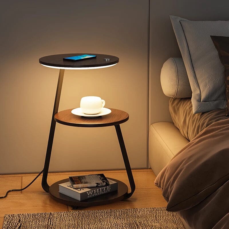 Chestnut Brown Table Lamp 3 In 1 Modern Minimalist Lighting NALANI