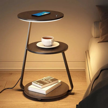 Chestnut Brown Table Lamp 3 In 1 Modern Minimalist Lighting NALANI