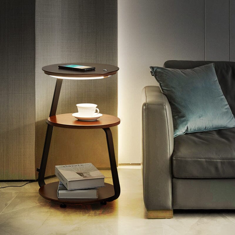 Chestnut Brown Table Lamp 3 In 1 Modern Minimalist Lighting NALANI