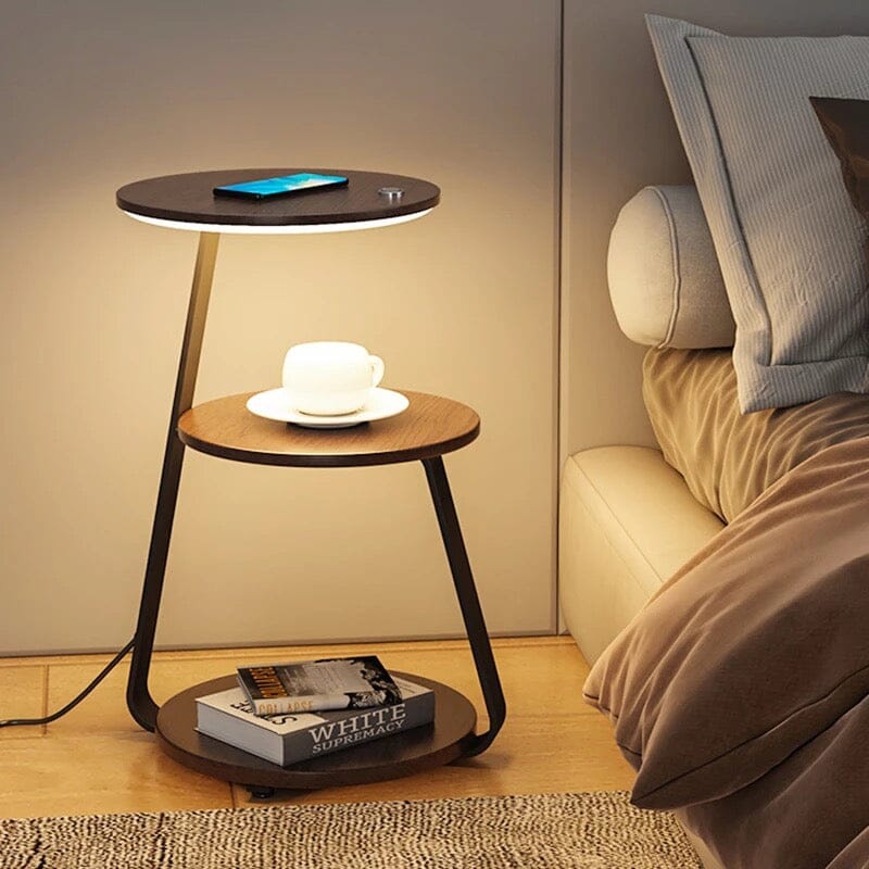 Chestnut Brown Table Lamp 3 In 1 Modern Minimalist Lighting NALANI