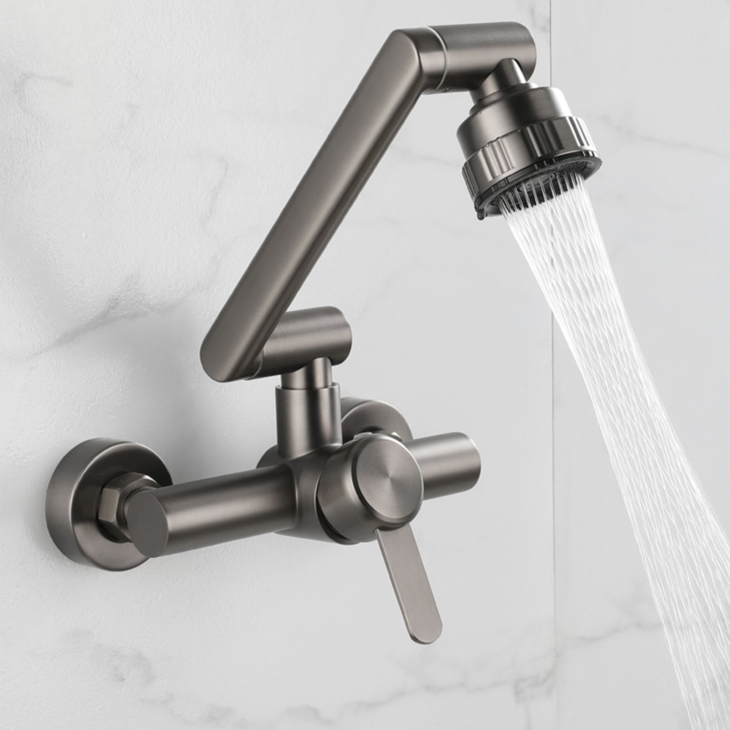 Chrome Wall Mounted Kitchen Faucet Single Handle Two Hole NALANI