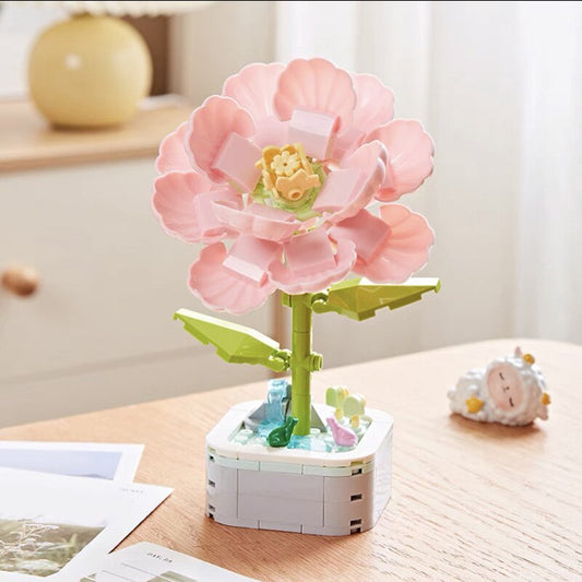 Colorful Building Block Plant Pot Decoration for Creative Homes Pink Hibiscus NALANI