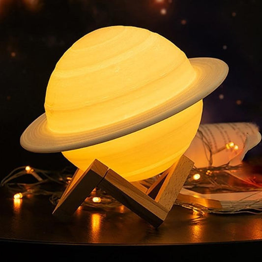 Colour Changing Saturn Lamp With Remote And Wooden Stand NALANI