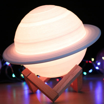 Colour Changing Saturn Lamp With Remote And Wooden Stand NALANI