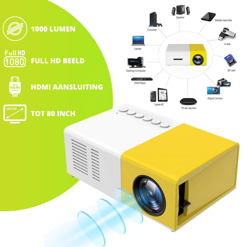 Multibeam | Draagbare Beamer Projector 3.0 - Tech & Gadgets - Geel - #NALANI#