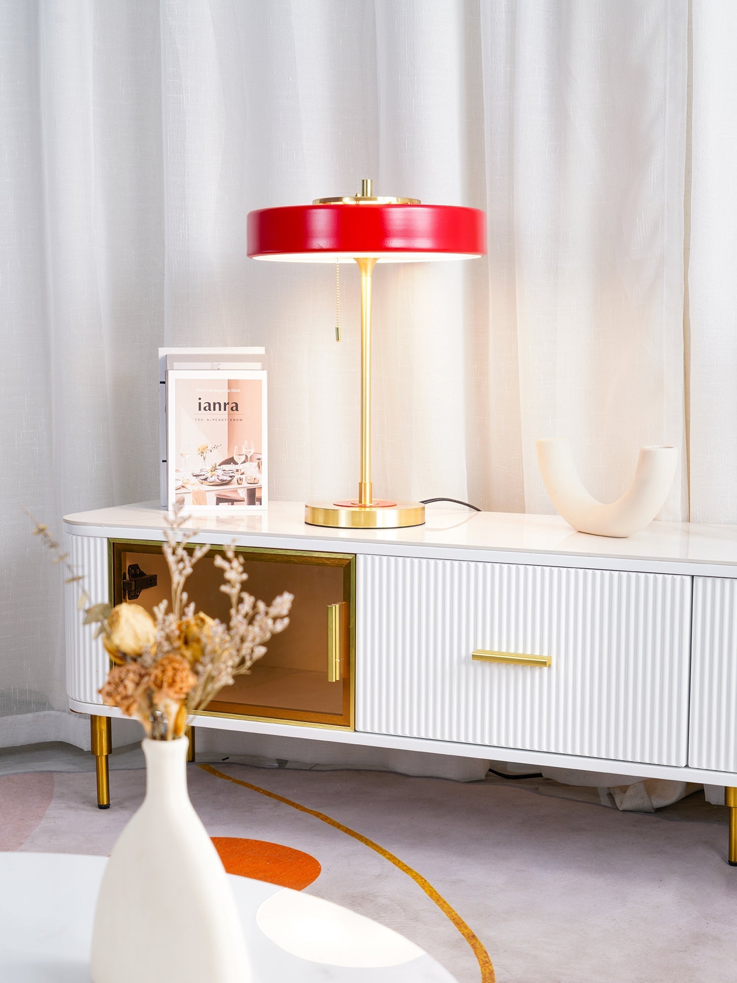 Contemporary Opal Diffuser Table Lamp With Warm Glow NALANI