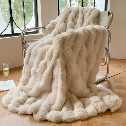 Cozy Luxe Fleece Blanket For Travel And Home Use Everywhere Beige NALANI