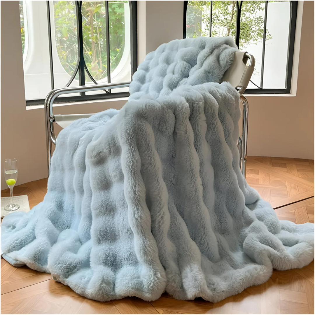 Cozy Luxe Fleece Blanket For Travel And Home Use Everywhere Blue NALANI