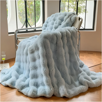Cozy Luxe Fleece Blanket For Travel And Home Use Everywhere Blue NALANI