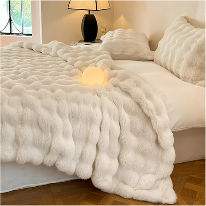 Cozy Luxe Fleece Blanket For Travel And Home Use Everywhere White NALANI