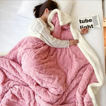 Cozy Winter Lambswool Blanket Throw With Microfleece NALANI