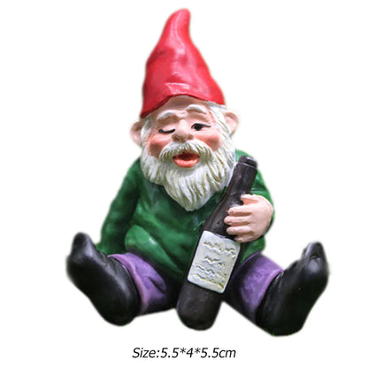 Creative Garden Gnome Statue with Middle Finger Resin Décor Blue SEREIN
