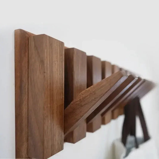 Creative Wall Hook Rack Solid Wood No Drilling Entry Organizer NaLani