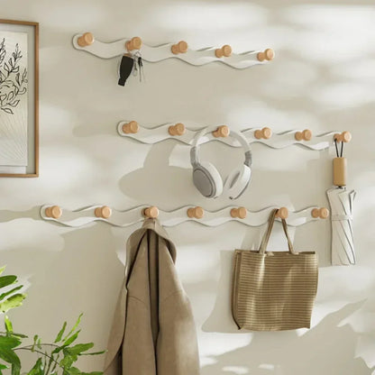 Creative Wave Shaped Wall Hook Rack No Drill Installation NaLani