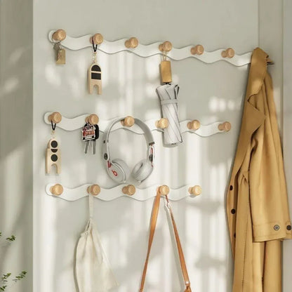 Creative Wave Shaped Wall Hook Rack No Drill Installation NaLani