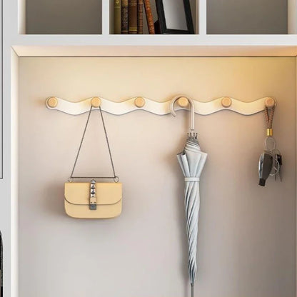 Creative Wave Shaped Wall Hook Rack No Drill Installation Round | 6 hooks NaLani