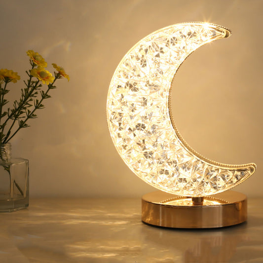 Crystal Crescent Moon Lamp - Enchanting Night Light for Home Decor NALANI
