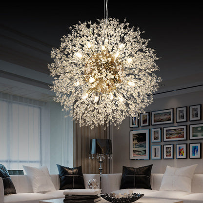 Crystal Orb Dandelion Ceiling Light Modern Chandelier 16 Gold Round NALANI