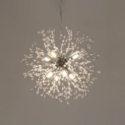 Crystal Orb Dandelion Ceiling Light Modern Chandelier 8 Gold Round NALANI