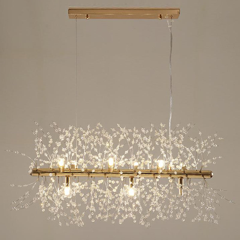 Crystal Orb Dandelion Ceiling Light Modern Chandelier 9 Gold Linear NALANI