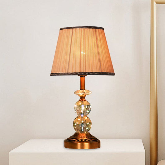 Crystal Table Lamp with Conical Shape and Cut Crystal Balls B NALANI