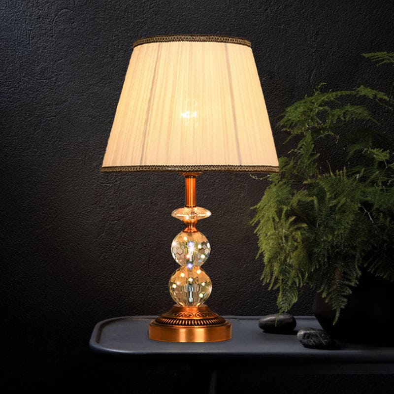 Crystal Table Lamp with Conical Shape and Cut Crystal Balls A NALANI