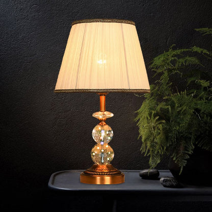 Crystal Table Lamp with Conical Shape and Cut Crystal Balls A NALANI