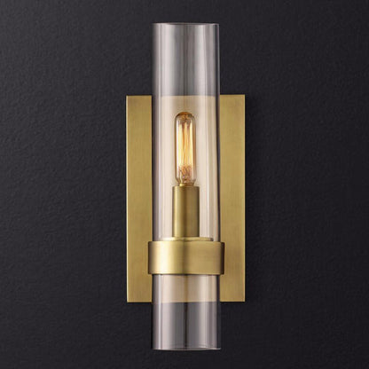 Cylinder Sconce Wall Lamp Clear Glass Black Brass For Stair Brass 5" NALANI