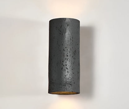 Cylinder Tube Wall Light Wabi Sabi Stone LED Sconce Black 10 x 11 x 23 cm (3.9 x 4.3 x 9 inches) NALANI