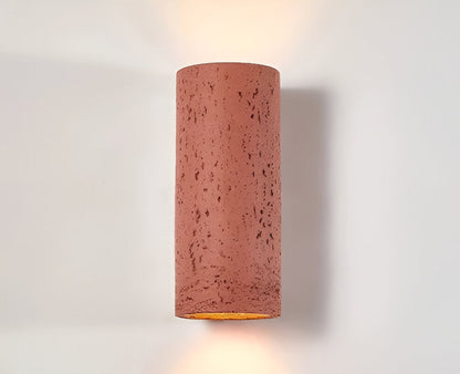 Cylinder Tube Wall Light Wabi Sabi Stone LED Sconce Rot 10 x 11 x 23 cm (3.9 x 4.3 x 9 inches) NALANI