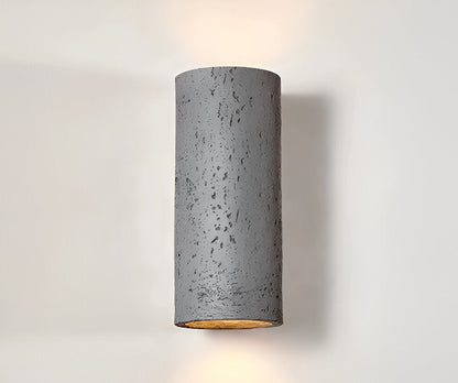 Cylinder Tube Wall Light Wabi Sabi Stone LED Sconce Gray 10 x 11 x 23 cm (3.9 x 4.3 x 9 inches) NALANI