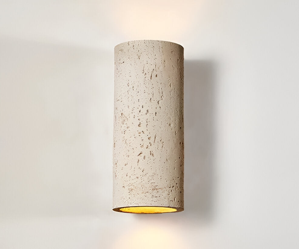 Cylinder Tube Wall Light Wabi Sabi Stone LED Sconce Beige 10 x 11 x 23 cm (3.9 x 4.3 x 9 inches) NALANI