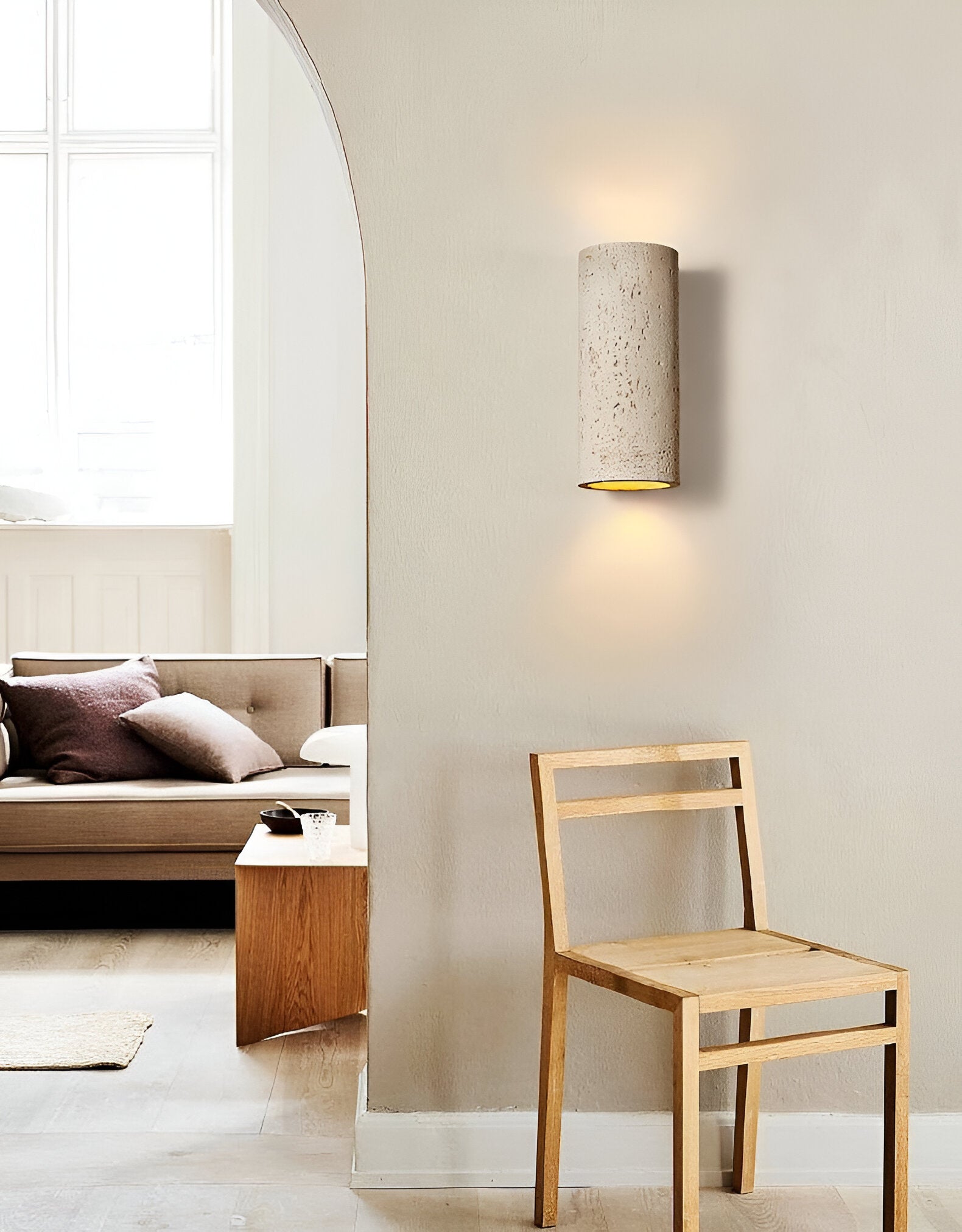 Cylinder Tube Wall Light Wabi Sabi Stone LED Sconce NALANI