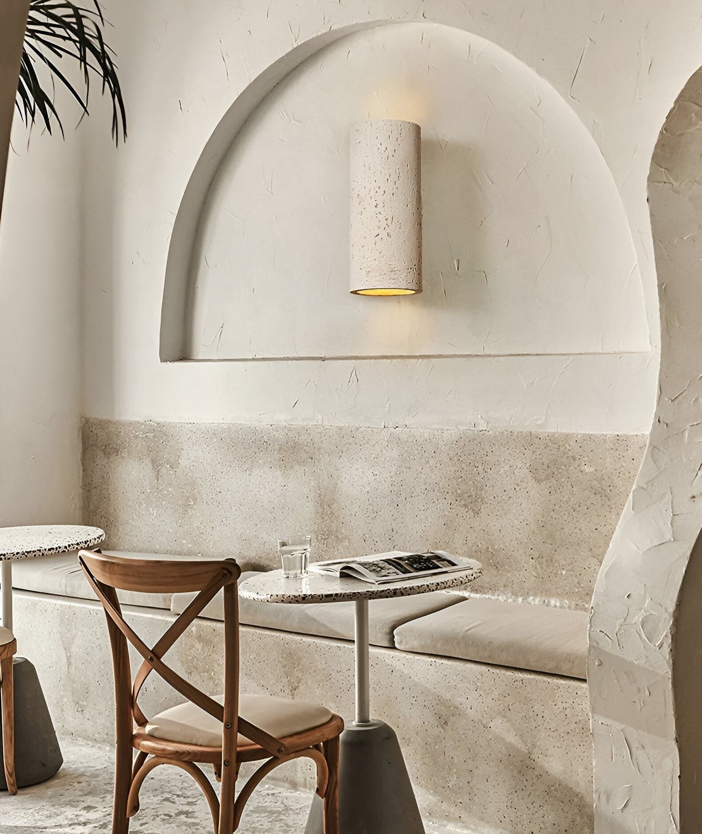 Cylinder Tube Wall Light Wabi Sabi Stone LED Sconce NALANI