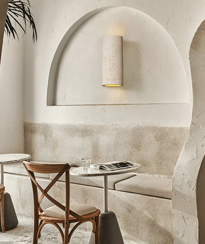 Cylinder Tube Wall Light Wabi Sabi Stone LED Sconce NALANI