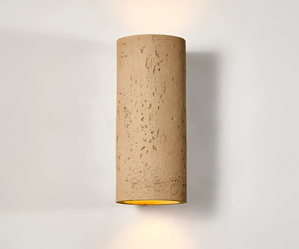 Cylinder Tube Wall Light Wabi Sabi Stone LED Sconce NALANI