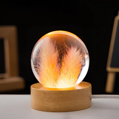 Dandelion Resin Lamp With LED Wooden Base Night Light NALANI