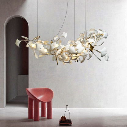 Diapole | Porcelain Leaves Pendant Light for Elegant Home Décor Linear-31.4" x 9.8" 80 x 25cm NALANI
