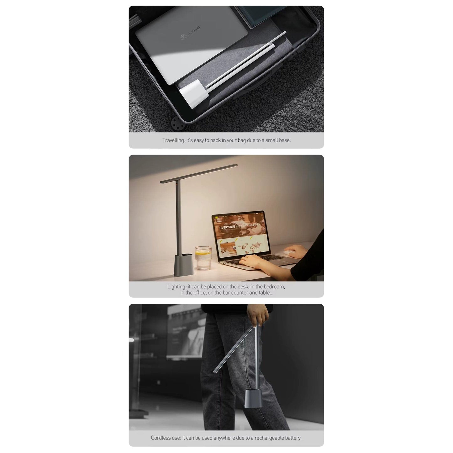 Dimmable Rechargeable LED Desk Lamp Foldable Color Temp NALANI