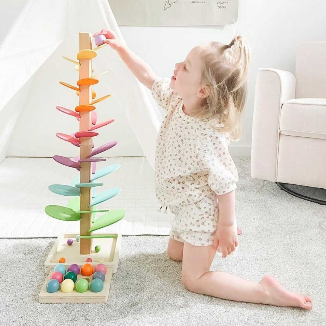 Eco Friendly Wooden Interactive Rainbow Marble Run Toy NALANI