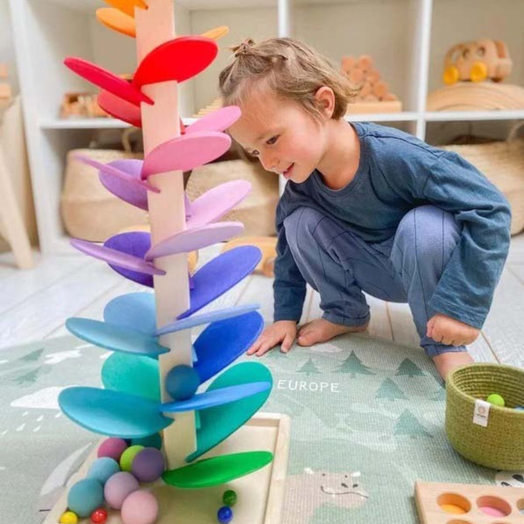Eco Friendly Wooden Interactive Rainbow Marble Run Toy NALANI
